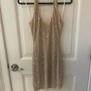Windsor Elegant Gold Sequin Dress